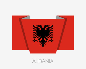 Flag of Albania. Flag of. Flat Icon Waving Flag with Country Name