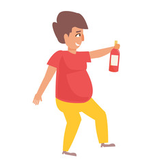 Fat man with alcohol in his hands