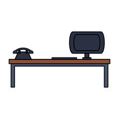 desk with computer 