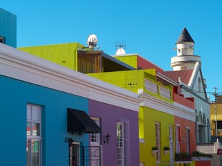 Cape Town,South Africa-August 15, 2016: Beautiful houses at Bo-Kaap district in Cape Town