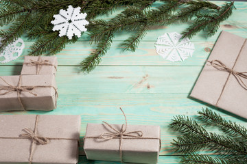 New Year's gifts in Kraft paper
