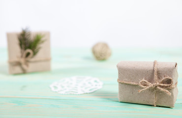 New Year's gifts in Kraft paper
