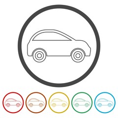 Car icon, Car silhouette modern, 6 Colors Included