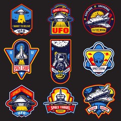 Set of vintage space and astronaut badges