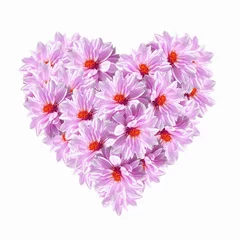 Peel and stick wall murals Surrealism Heart Pink Flowers