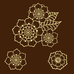 Henna tattoo flower template in Indian style. Ethnic floral paisley - Lotus. Mehndi style. Ornamental pattern in the oriental style.