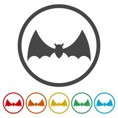 Bat Silhouette, Bats icons set, 6 Colors Included