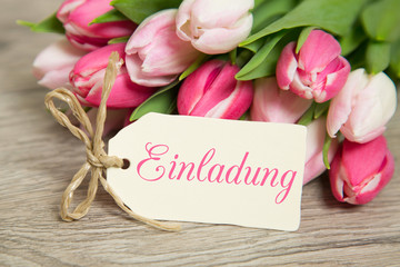 Tulpen und Karte: Einladung