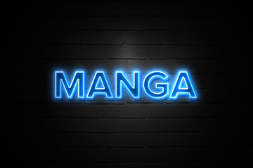 Manga neon Sign on brickwall