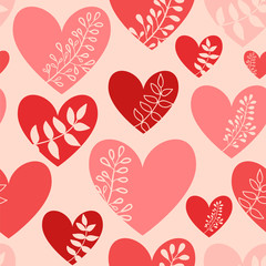 Romantic background. Seamless vector pattern with hearts.