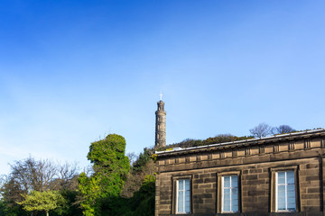 Street view of Historic Old Town Houses in Edinburgh, Scotland