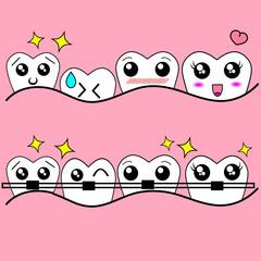 Cartoon tooth braces. Vector illustration