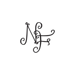 Handwritten monogram NF icon