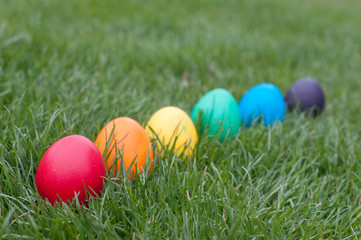 Fototapeta na wymiar Easter hunt in a garden