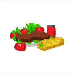 Memorial day picnic food illustration barbecue