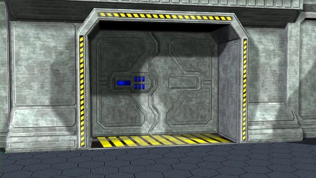 Apertura chiusura porte scorrevoli sci-fi su sfondo chroma key