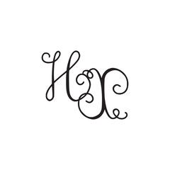 Handwritten monogram HX icon