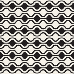 Monochrome wavy lines design. Vector geometric seamless pattern