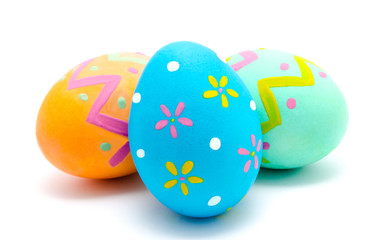 Perfect colorful handmade easter eggs isolated on a white