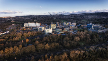 Editorial Swansea, UK - February 4, 2018: Swansea University and Singleton Hospital both of which have exceeded capacity and have expanded into other areas of the city