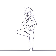 One continuing line. Yoga for pregnant