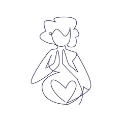 One continuing line. Yoga for pregnant