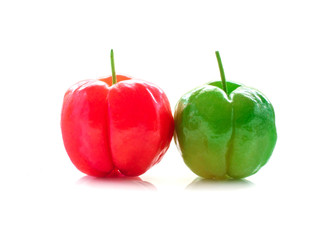 Acerola fruit close up on background.