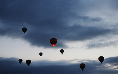 Cappadocia landscape Turkey. Rural Cappadocia landscape. Fairy chimneys of cappadocia valley together with the balloon