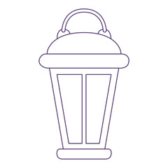 vintage lantern in purple contour over white background vector illustration