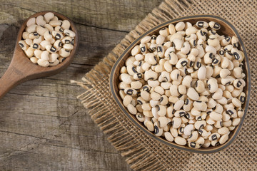 Vigna unguiculata on the wooden table