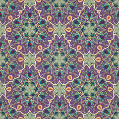 Ornate floral seamless texture, endless pattern with vintage mandala elements.