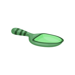 Green ceramic spoon, tea ceremony symbol cartoon vector Illustration