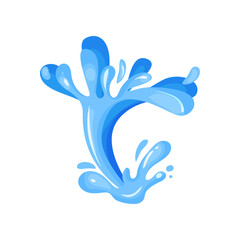 Blue ocean or sea wave water splash, wavy symbol of nature in motion vector Illustration