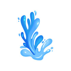 Blue water wave symbol in form of splashes, wavy symbol of nature in motion vector Illustration