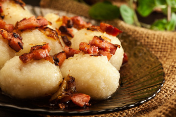 Potato dumplings stuffed with meat