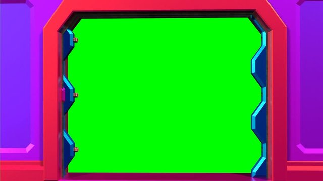 Apertura chiusura porte scorrevoli sci-fi su sfondo chroma key