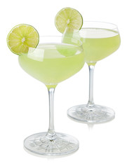 Two glasses of classic lime daiquiri cocktail