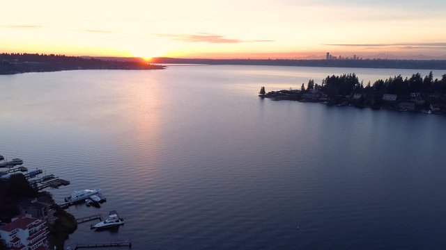 Bellevue Mercer Island Seattle Lake Washington Birds Eye Aerial Overview