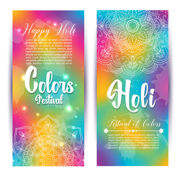 Holi banner card invitation for colors festival