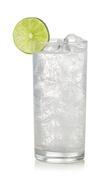 Glass of gin and tonic cocktail