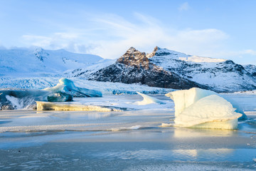 frozen landscape at vatnajokull glacier, Iceland