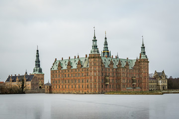 Ice on the lake around Frederiksborg Castle