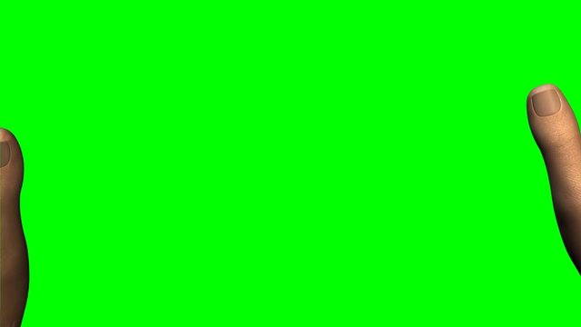 Mostrare, nascondere con le mani su sfondo chroma key
