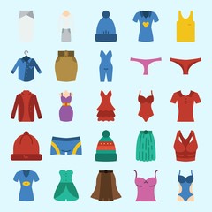 icons set about Women Clothes. with sleeveless, skirt, thank top, swimsuit, suit and panties