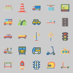 icons set about Transportation. with rocket, road, van, gps, taxi and direction sing