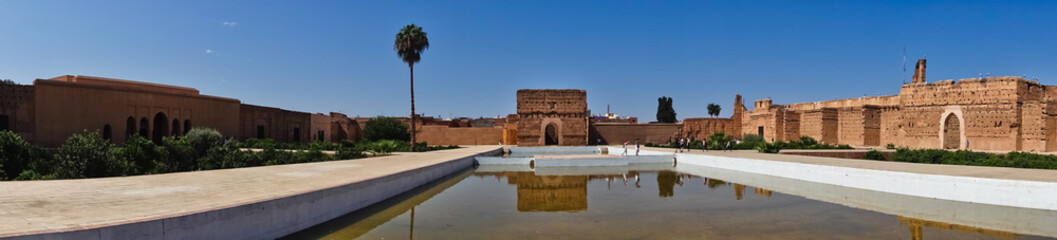 Fototapeta premium Remains of a ruined 16th century Saadian Dynasty El Badi palace located in Marrakesh, Morocco, Africa
