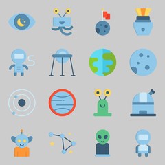 Icons set about Universe. with planet, earth and moon © Orxan