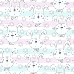 Seamless pattern with cute little bunny. vector illustration