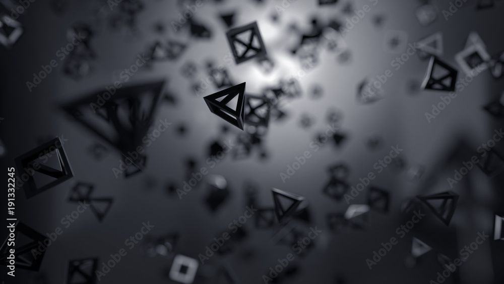 Poster abstract triangle falling background, 3d rendering