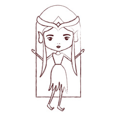 elf princess in brown blurred silhouette vector illustration